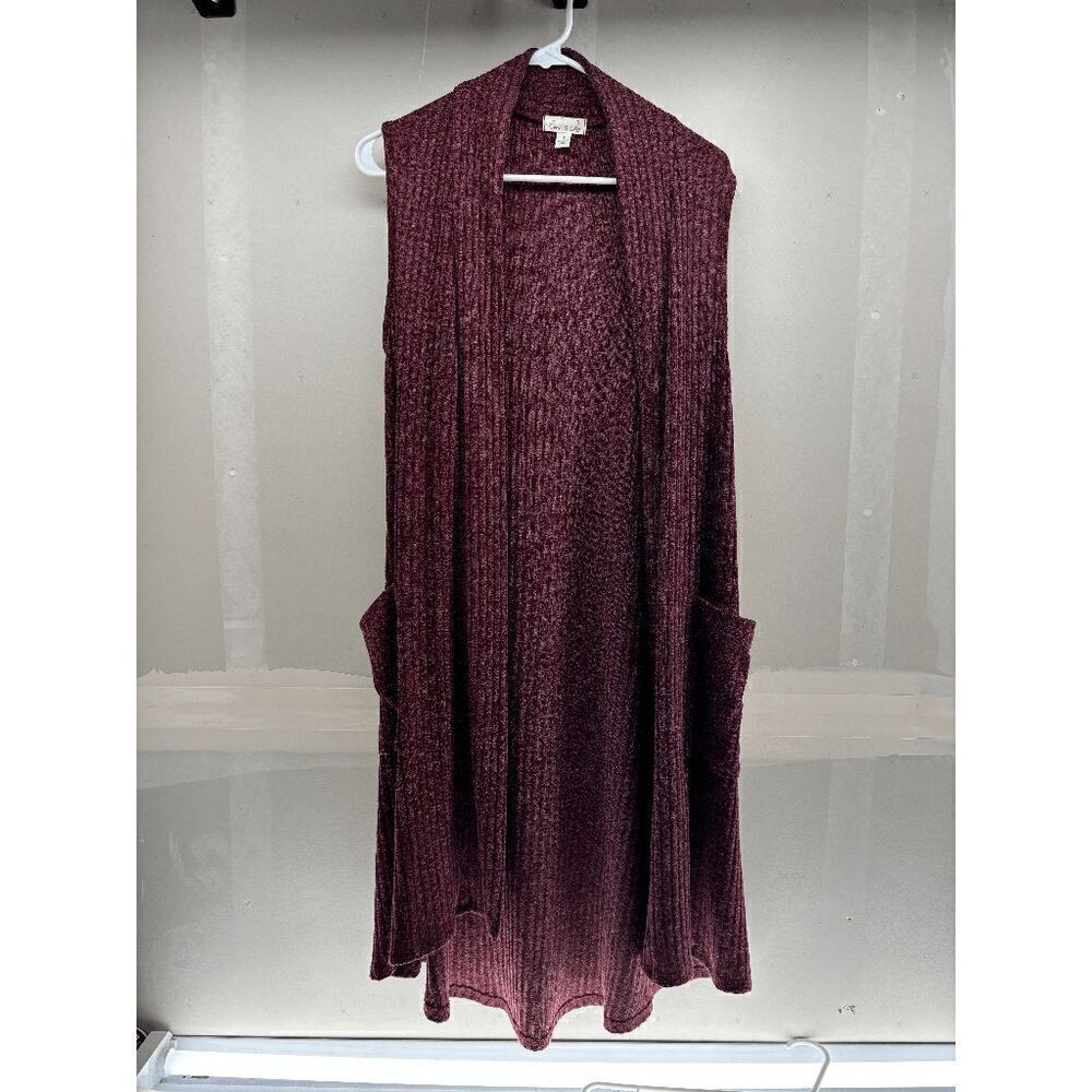 Emi & Joe Red Wrap Around Knit Shawl Jacket Scarf‎ Size Small